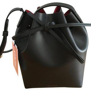 Mansur Gavriel Bucket Flamma Mini Black Leather Cross Body Bag